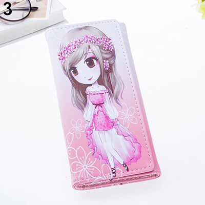 

Women Cartoon Girl Faux Leather Hasp Long Wallet ID Credit Card Holder Purse
