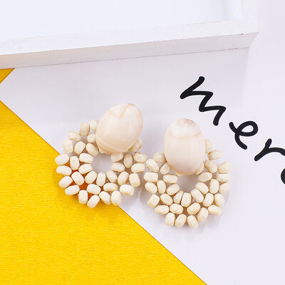 

Flashbuy Wooden Beads Round Statement Earrings for Women Acrylic Resin Drop Earrings Pendientes Girls Jewelry Party Accessory