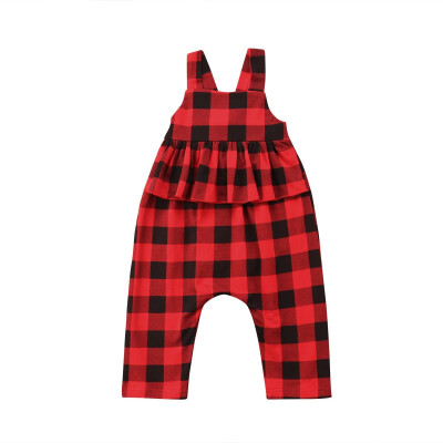 

Summer Princess Kids Girls Irregular Jumpsuits Plaid Clothes Outfits Costume