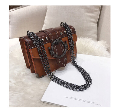 

Tailored Woman Trendy Metal Rivet Shoulder Bags Small Chain Square Leisure Crossbody Bags