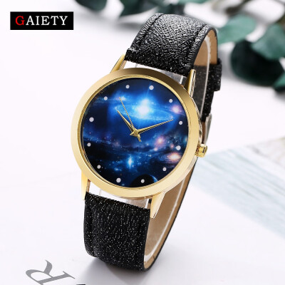 

〖Follure〗Women Fashion Starry Sky Leather Band Analog Quartz Round Wrist Watch Watches BK