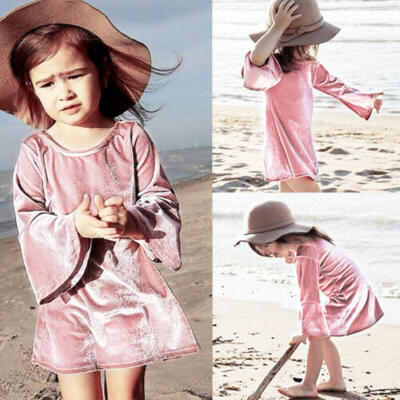 

Princess Kids Baby Girls Dress Velvet Party Dress Ruffle Long Sleeve Tutu Dress