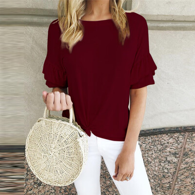 

Nomeni Women Summer Casual Ruffles Short Sleeve Vest T-Shirt Blouse Cami Tops