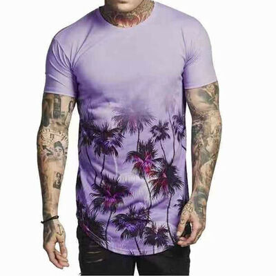 

Mens Floral T-Shirts Slim Fit Crew Neck Muscle Tops Casual Blouse Tee