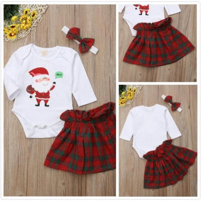 

Newborn Baby Girls Christmas Outfits Romper Jumpsuit Tutu Skirt Headband Set