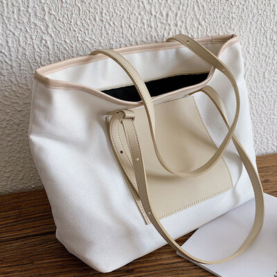 

Tailored Womens Canvas Bag Simple Shopping Tote Casual Zip Crossbody Bag