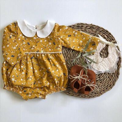 

Newborn Baby Girl Cotton Floral Doll Collar Romper Bodysuit Outfit Clothes