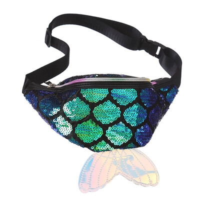 

New Women Girls Mermaid Tail Sequin Waist Belt Bag Fashion Laser Chest Pouch Hip Bum Bag Small Belt Purse Mermaid Wallet