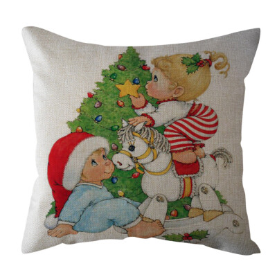 

Siaonvr 18 Xmas Cotton Pillow Case Linen Cushion Cover Merry Christmas Home Decoration