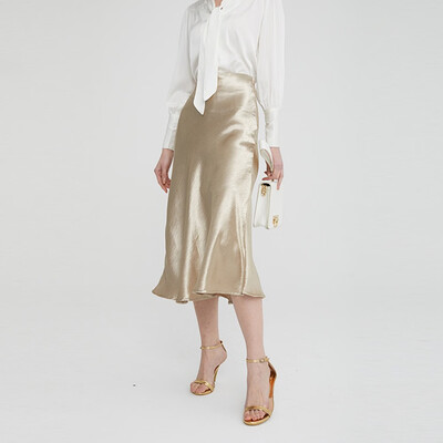 

Women Summer Satin Long Maxi Midi Skirt Plain Shiny Fashion Office Skirt New