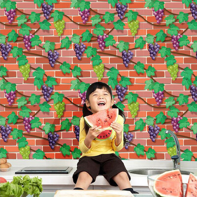 

〖Follure〗3D Wall Paper Brick Stone Grape Rustic Effect Self-adhesive Wall Sticker Home