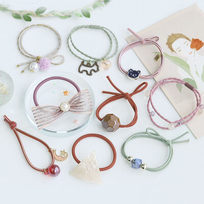 

Ins Star Hair Rope Set 9 Pieces 1 Set of Fashion Women Scrunchie Small Fresh Hair Band Rubber Band Elegant Lady Hair Accessories