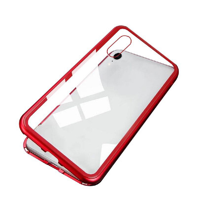 

Magneto Magnetic Adsorption Case Clear Tempered Glass Red Clear i-phone XR
