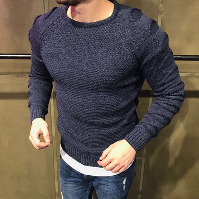 

Mens New Sweatshirt Sweater Knitted Fleece Crew Neck Pullover Jumper Long Sleeve
