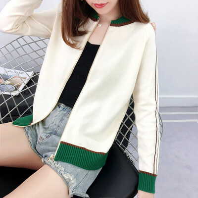 

Sweater women autumn winter Korea 2018 new knitted cardigan loose pure color fashion coat baseball long-sleeve blouse