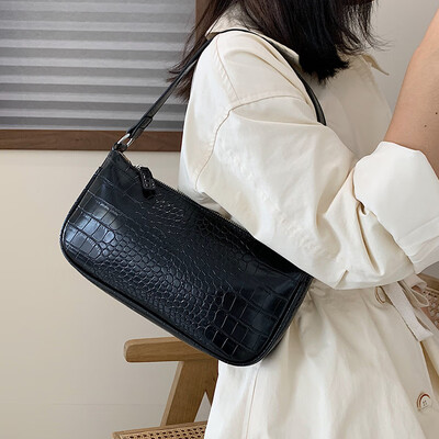 

Crocodile Pattern Vintage Leather Shoulder Bags For Women 2019 Small Cell Phone Handbags&Purses Lady Simple Totes Handbag