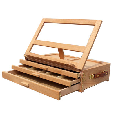 

Ktaxon Table Top Easel with 3 Divided Compartment Drawers 16" x 11" x 5" Height Angle Adjustable Portable Folding Desktop