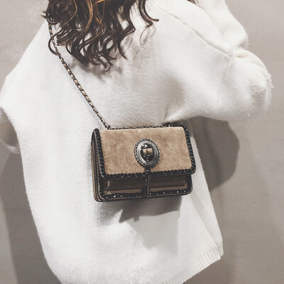 

Ins super fire scrub small bag female 2019 new autumn handbags fashion chain small square bag slung shoulder bag