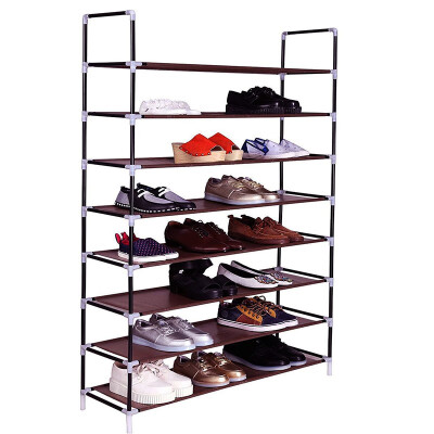 

Brown 8 Tiers Shoe Rack Non-woven Fabric Shoe Tower Storage Organizer Cabinet