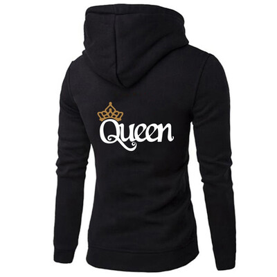 

Fashion King And Queen Couple Hoodies King Queen Printed Sweatshirt Long Sleeve Letter Printed Hooded
