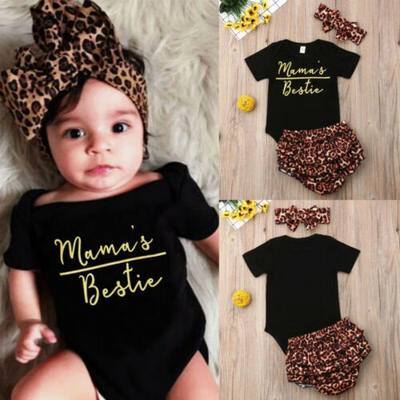 

Newborn Infant Baby Girls Romper Bodysuit Ruffles Leopard Pants Shorts Outfits
