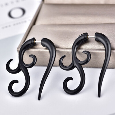 

1 Pair Fahion Black Acrylic Earring Twist Fake Ear Taper Gauges Faux Expanders Tunnel Plugs Trend Piercing Body Jewelry