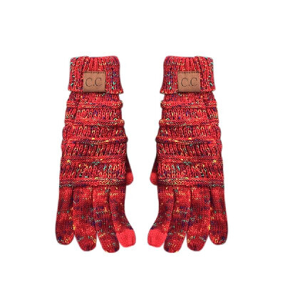

Winter Warm Soft Knitted Fullfinger CC Gloves Anti-Slip Touch Screen Smart Cellphone Finger Tips Mittens Thermal Glove