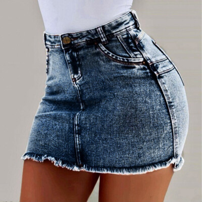 

Roseonmyhand New Women Summer Short Jeans Denim Female Pockets Wash Denim Mini Skirts