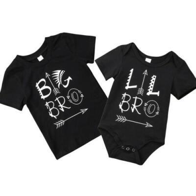 

Newborn Kids Baby Boy Little Big Brother Clothes Romper Bodysuit T-shirt Outfits