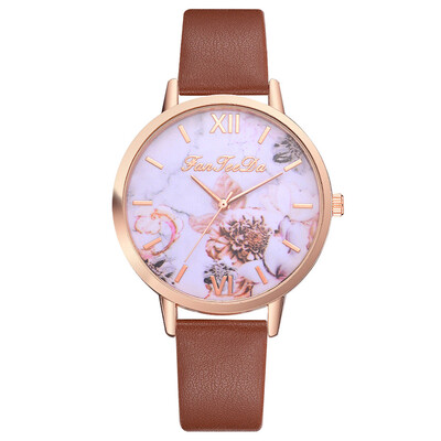 

FanTeeDa Women Bracelet Watch Contracted Rose Gold Leather WristWatches Women Dress Ladies Quartz Clock Dropshiping 533