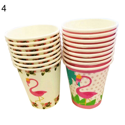 

Flamingo Paper Cup Plate Napkin Spoon Fork Box Banner Birthday Party Tableware