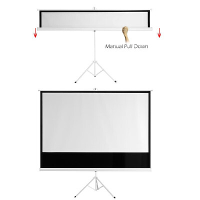 

100-Inch HD Projection Screen Manual Pull Down 100Inch Diagonal Aspect Ratio 169 Projection Screen w Adjustable Length Tripod