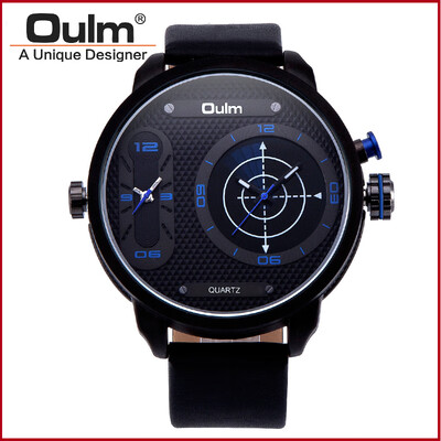 

New OULM fashion sports mens watch double movement leather quartz watch 3221B factory direct