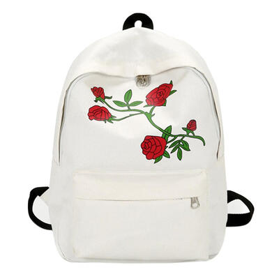 

Preppy Chic Women Canvas Flower Printed Large Capacity School Backpack