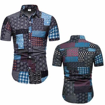 

Mens Summer Hawaiian Beach Holiday Print Shirt Short Sleeve Large Size Shirt