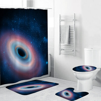 

Toponeto 4PCS Non Slip Toilet Polyester Cover Mat Set Bathroom Shower Curtain