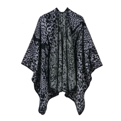 

Fashion Women Winter Leopard Print Pattern Poncho Scarf Thick Warm Shawl Pashmina Vintage Casual Cloak Outerwear