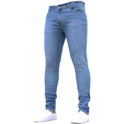 

Gobestart Mens Pure Color Denim Cotton Vintage Wash Hip Hop Work Trousers Jeans Pants