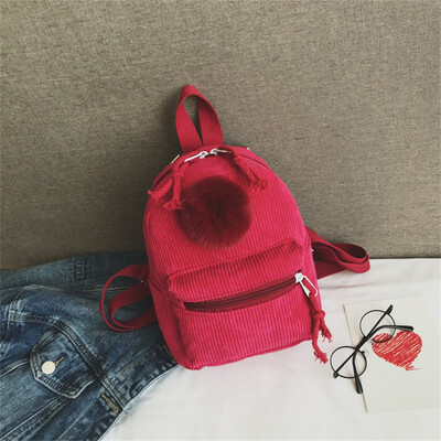 

Tailored Large Capacity Solid Color Corduroy Casual Backpack School Bag
