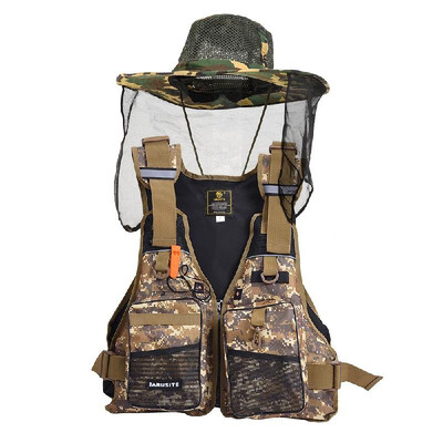 

Outdoor Fishing Vest Adult Kayaking Boating Flotation Jacket Vest with Sun Hat Cap