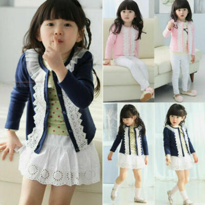 

Toddler Baby Girl Winter Lace Princess Shirt Sweater Jacket Knit Top Cardigan US