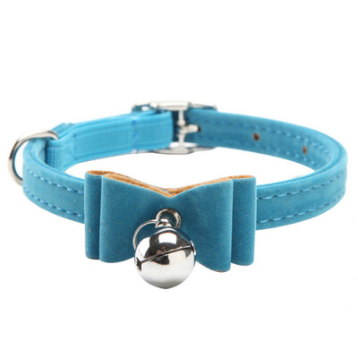 

Puppy Pet Dog Bowknot Lead Adjustable Leather PU Cat KittenCollars with Bell Necklace Pup Dog Collars Bow Tie