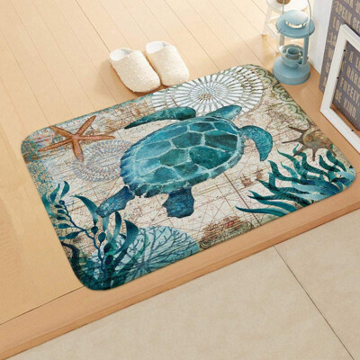 

〖Follure〗Sea Style Non Slip Toilet Polyester Cover Mat Set Bathroom Shower Curtain