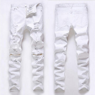 

Fashion Mens Designed Ripped Straight Slim Fit Biker Denim Jeans Trousers Casual Skinny Pants