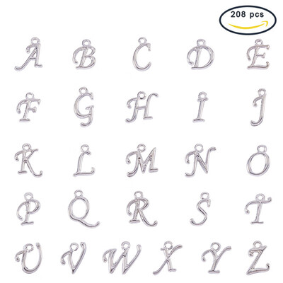 

PH PANDAHALL 1 Box Alloy Alphabet Charm Pendant Loose Beads With Hole For Jewelry Making