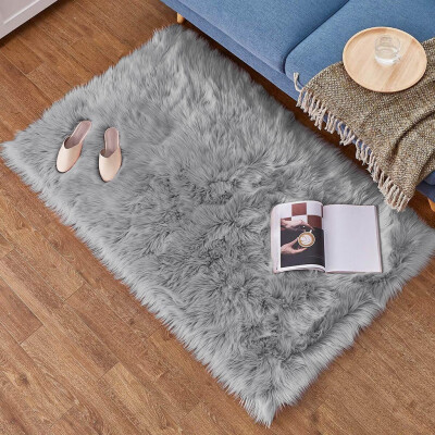 

Gobestart Wool Imitation Sheepskin Rugs Faux Non Slip Bedroom Shaggy Carpet Mats