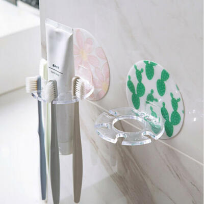 

Easy Toothbrush Suction Cups Holder Stand 5 Racks Home Bathroom Wall Mount