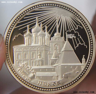 

40mm Pskov City Russia Gold Plated Souvenir Coin Medal