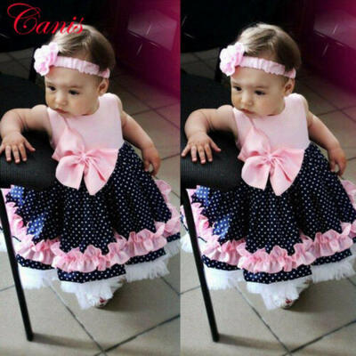 

Flower Girls Polka Dots Dress Kids Baby Party Wedding Pageant Princess Dresses