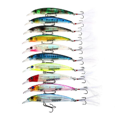 

Lixada 10PCS 06-18m Diving Minnow Fishing Lures 136g 110mm Artificial Bait Hard Fishing Lure Set Wobbler Bait with 4 Feather H